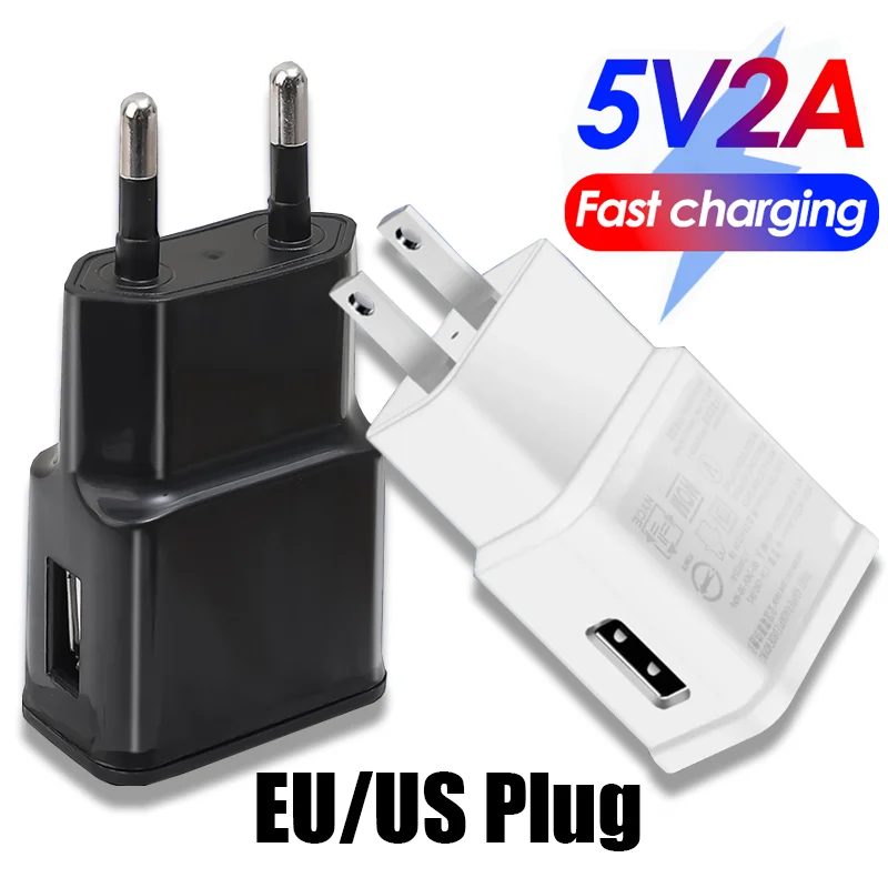 5V 2A Travel Wall Fast Charging USB Charger For Samsung Galaxy S20 S9 S8 S7 S6 Note20 Note10 A73 A53 Power Adapter EU US Plug