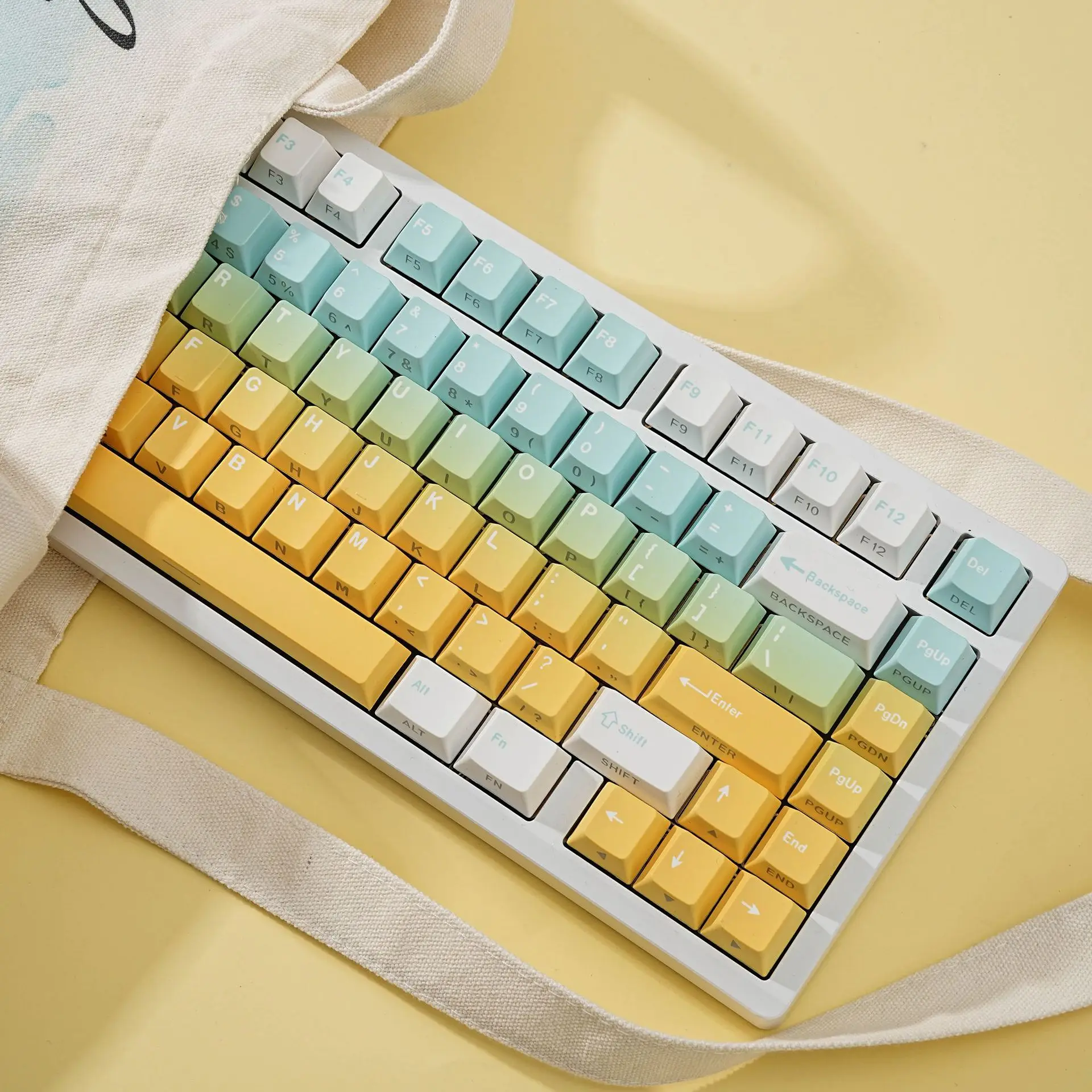 Dream of Light Space Double Engraving Transparent Pbt Original Full Set of Keycaps Korean Russian German Western Grammar Arabic
