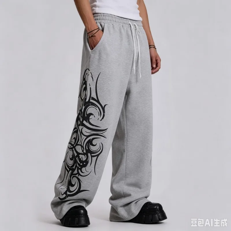 2026 High Street Pants Men's Kids Fashion Y2K Sweatpants New Harajuku Hip-Hop Trousers Spring Printed Streetwear Wide-leg Pants