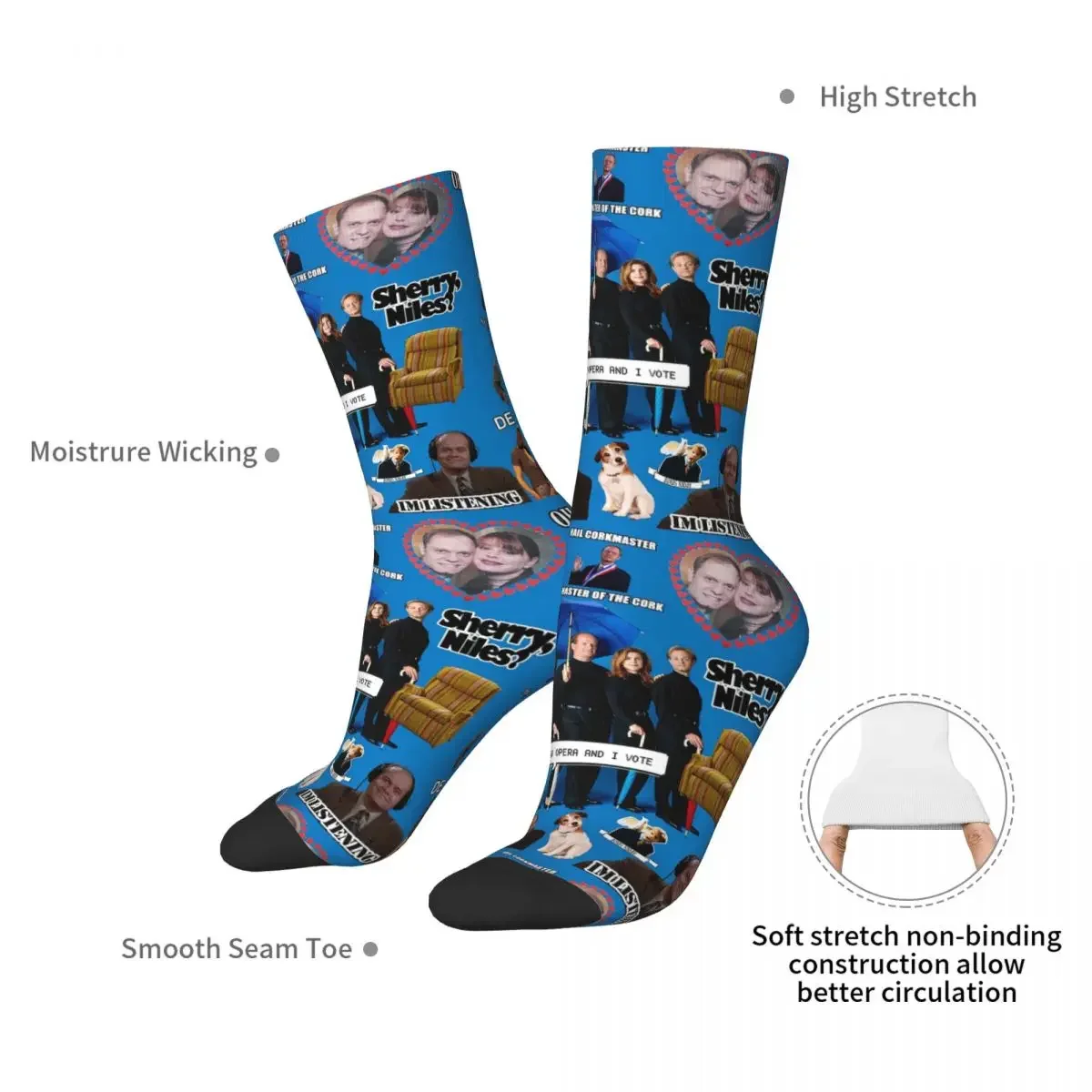 Frasier Socks Harajuku Super Soft Stockings All Season Long Socks Accessories for Man's Woman's Gifts