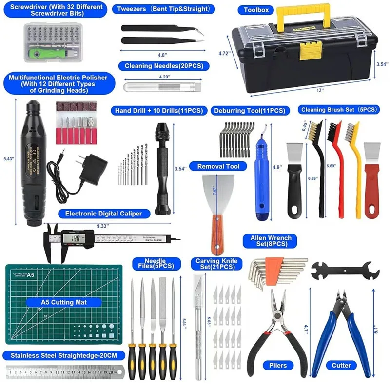 3D printer tool set with toolbox combination, multifunctional 3D printing nozzle cleaning set