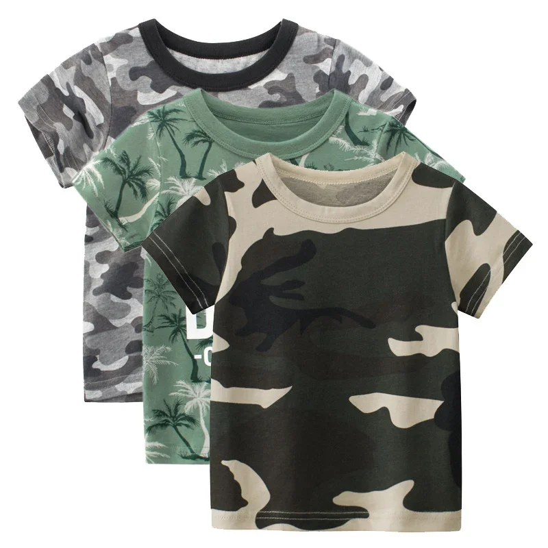 2024 Summer Boys Clothes Kids T Shirt Children\'s Clothing Girls Camouflage Print Short Sleeve O-Neck Cotton Tops Tees