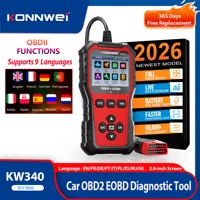 2026 KONNWEi KW340 coche puede OBD2 EOBD herramienta de diagnóstico prueba de batería del motor lectura código de falla datos claros en tiempo Real herramienta de inspección O2