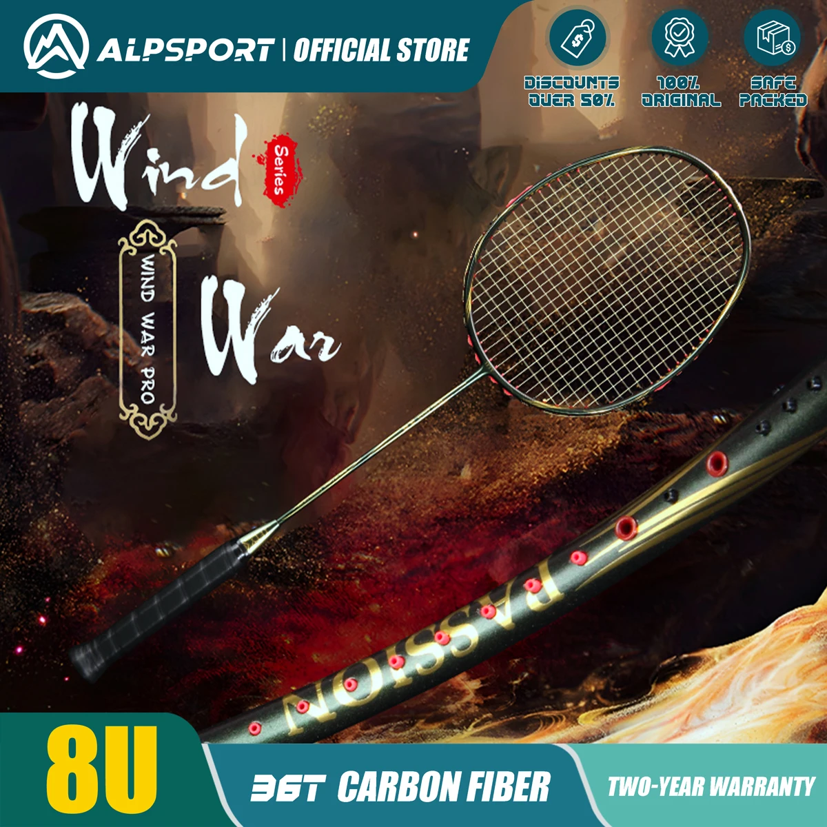 

ALP FZ 8U Badminton Racket Ultra-light Full Carbon Fiber Stroke Professional Training Defensive Type (Light Tip & Soft Rod)