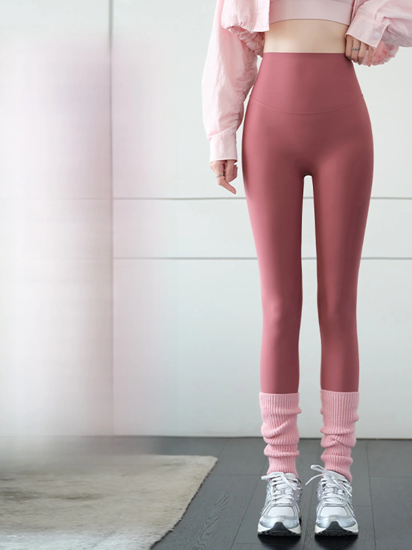 

Pink Yoga Pants Women's High Waist Slim Fit Elastic ark Skin Trousers Fitn Seven/Nine Points Pants Butt Lifting Function