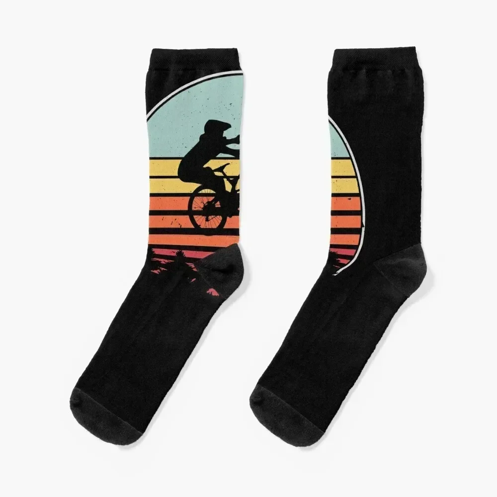 

Mountain Bike Vintage Down Hill Biking Gift Socks Antiskid soccer floral retro colored Boy Child Socks Women's