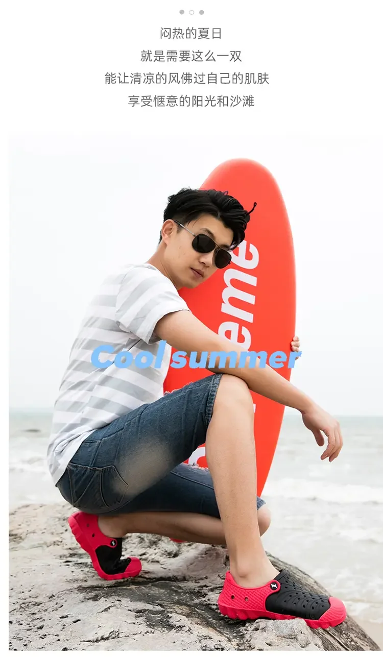 Men Summer Outdoor Beach Slippers Wearing Sandals Outside Sandals Beach Hole Shoes Garden Shoes Couple Muller Shoes for Male image 5