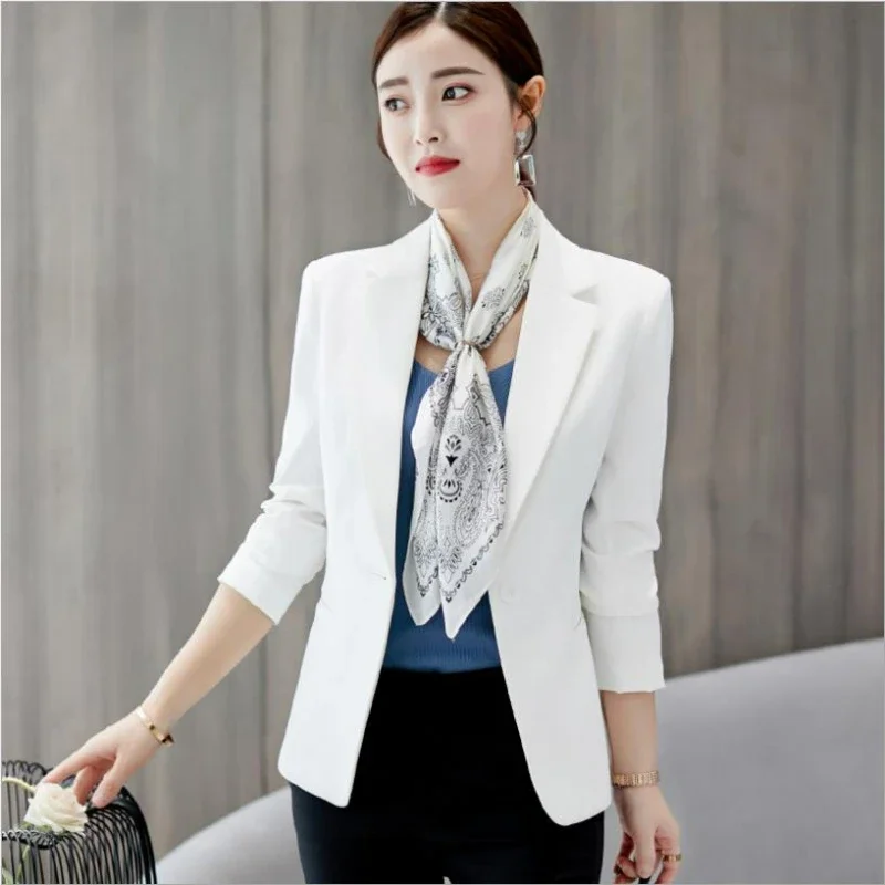 Nuovo Blazer da donna Blazer a maniche lunghe rosso tasche giacche cappotto Slim Office Lady Jacket top femminili Suit Blazer Femme giacche