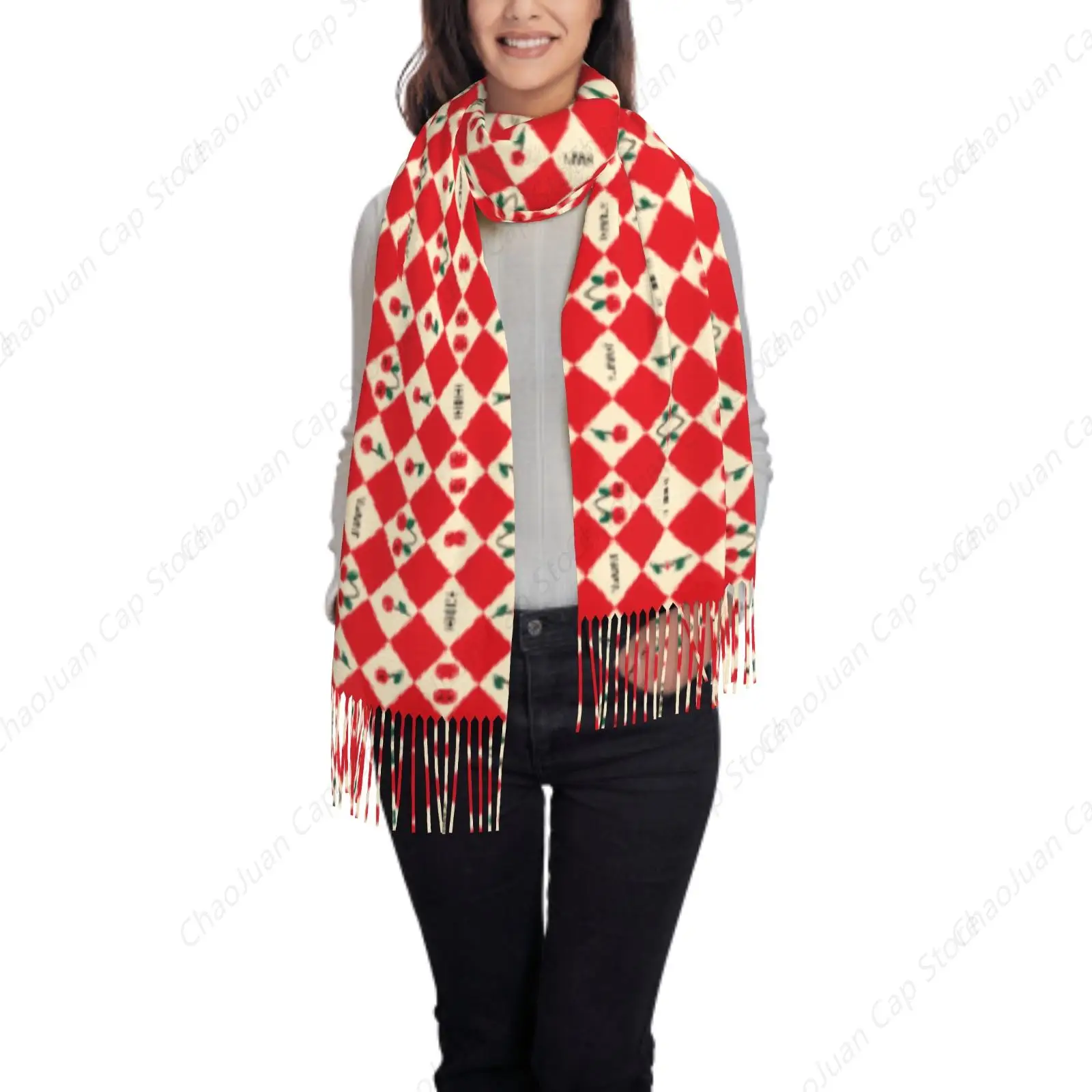 

Checkerboard Christmas Charm Print Cashmere Feel Winter Scarf Fashion Soft Warm Women Blanket Shawl Wrap