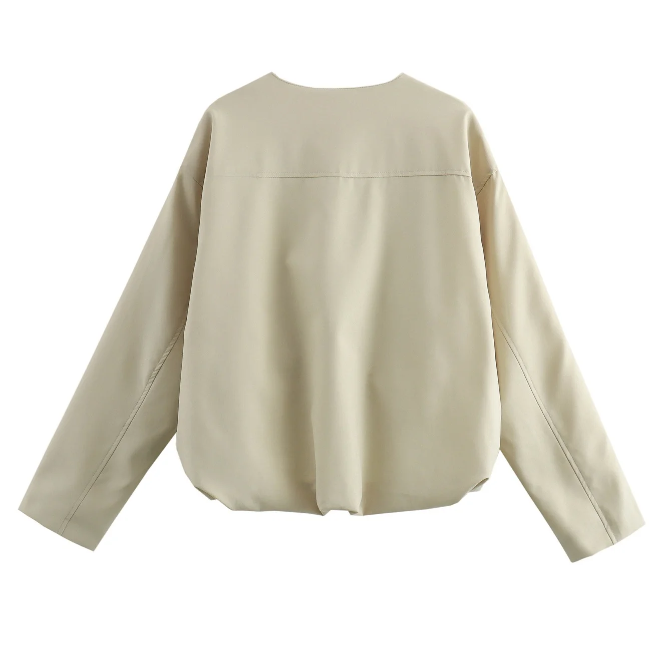 JNLEAOG Primavera delle Nuove Donne Faion Design Lungo Sve Pieghettato Cappotto a Pipistrello Fibra di Poliestere Rotondo Ne Chiusura con Cerniera Lunghezza Regolare
