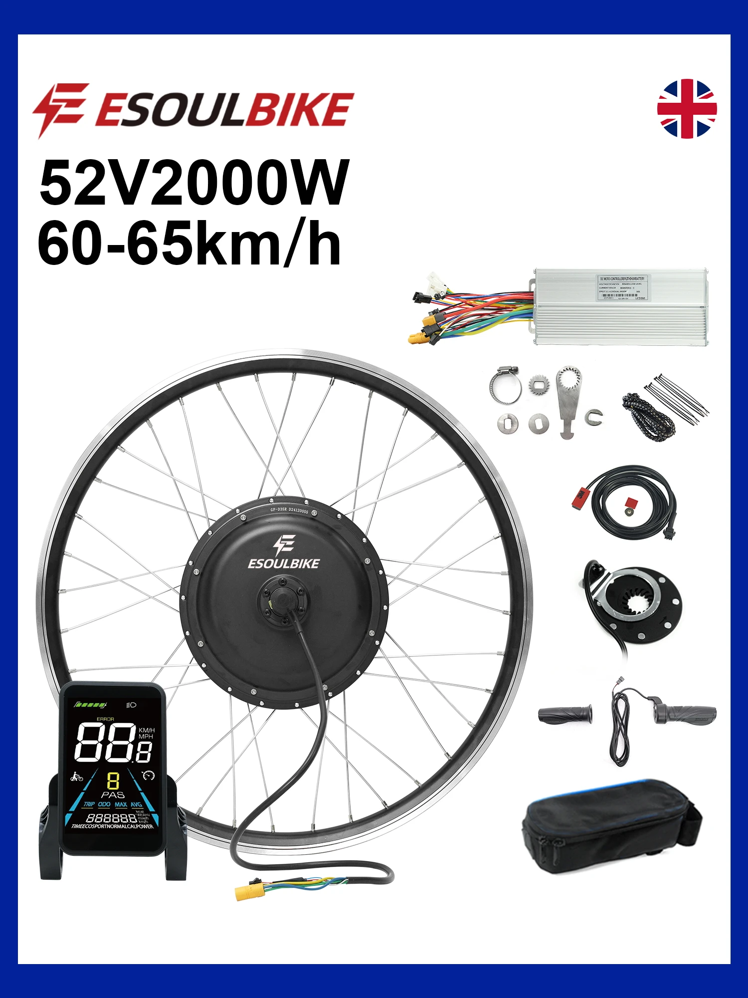 AliExpress ESOULBIKE Hub Motor Conversion 52V 2000W Ebike Kit Wheel Rear Dirve Electric Bicycle Conversion Kit 26 27.5 28 29 700C For MTB