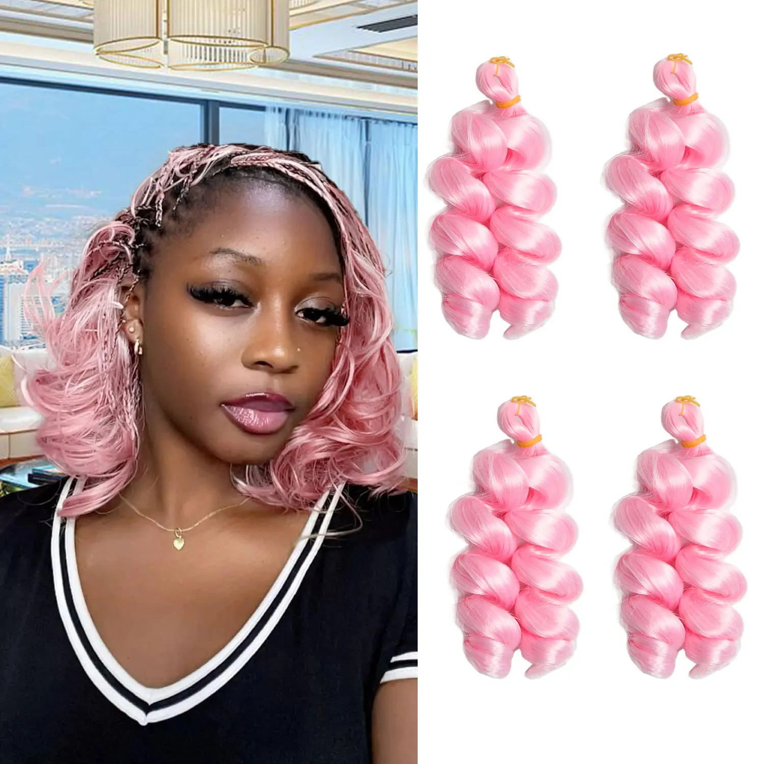 

Свободные вьющиеся плетеные волосы 12-дюймовые предварительно растянутые надувные плетеные волосы Легкая коса Вязание крючком Волосы Волнистые кудри Синтетические волосы оптом