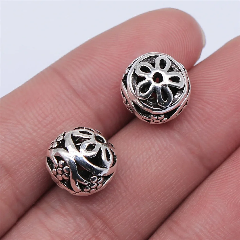20pcs 12x12x12mm(0.47x0.47x0.47inch) Antique Silver Color 3D Spherical Hollow Beads Jewelry Accessories Wholesale