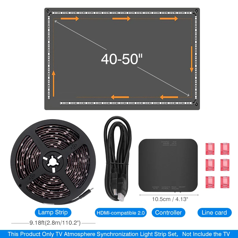 2024 Nieuwe Ambient TV LED-achtergrondverlichting Sync naar scherm voor 40-85 inch Real-Time Sync LED-lichtstrip voor 4K HDMI-compatibel 2.0-apparaat - afbeelding 1