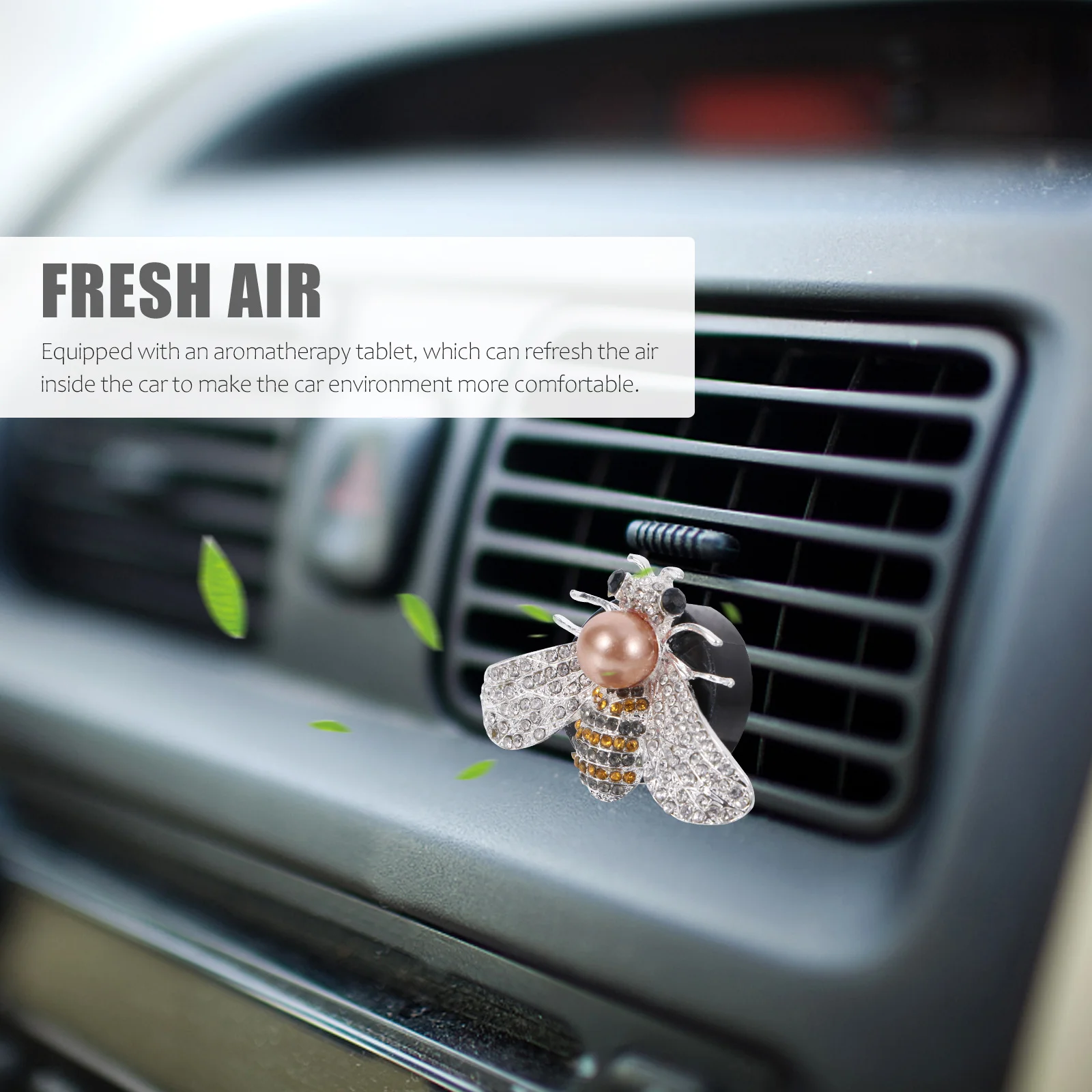 

1Set Car Bee Vent Clip Rhinestone Pearl Aromatherapy Diffuser Air Freshener Car Interior Decoration Auto Charm Air Outlet Clip