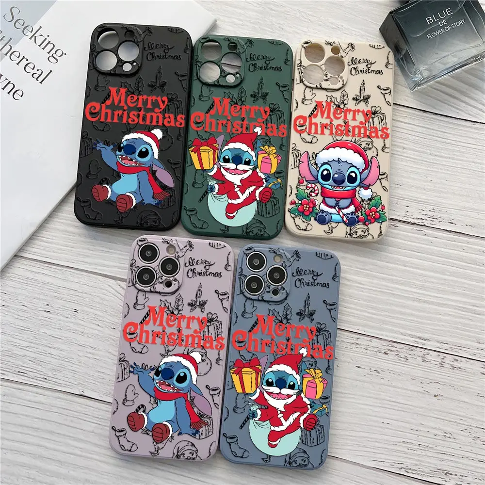 

Phone Case For iPhone 17 16 15 14 13 12 11 Pro Max Cases For iPhone 17Air 16 Plus 16E Silicone Back Cover Baby Stitchs Christmas