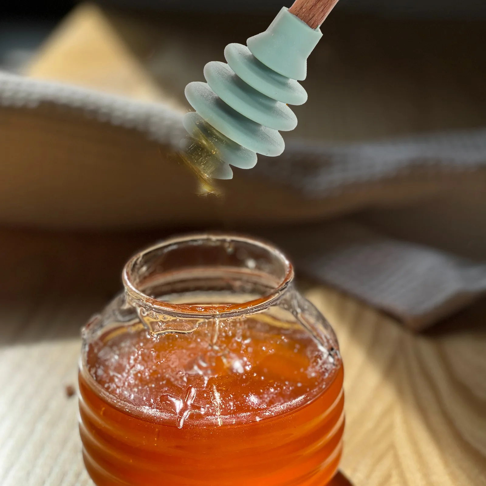 

5pcs Silicone Honey Stirring Spoon Stain-Resistant Syrup Dippers Non-Stick Viscous Liquid Dispenser For Honey Pot Jar Wedding