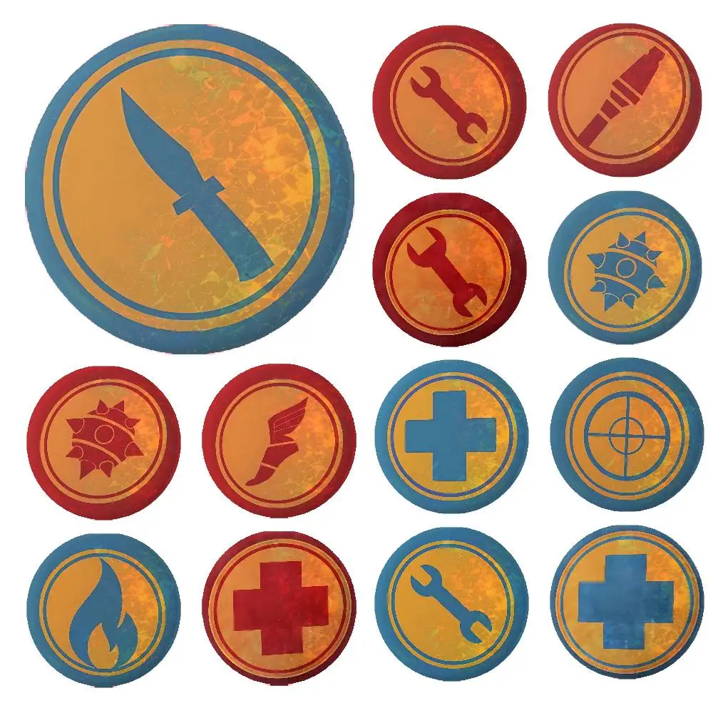 Game-T-tF2-Engineer-Explorer Red Blue TeamS Cool Anime Game Laser Double Flash Tinplate Badge Cartoon Character Pin Brooch Fan C