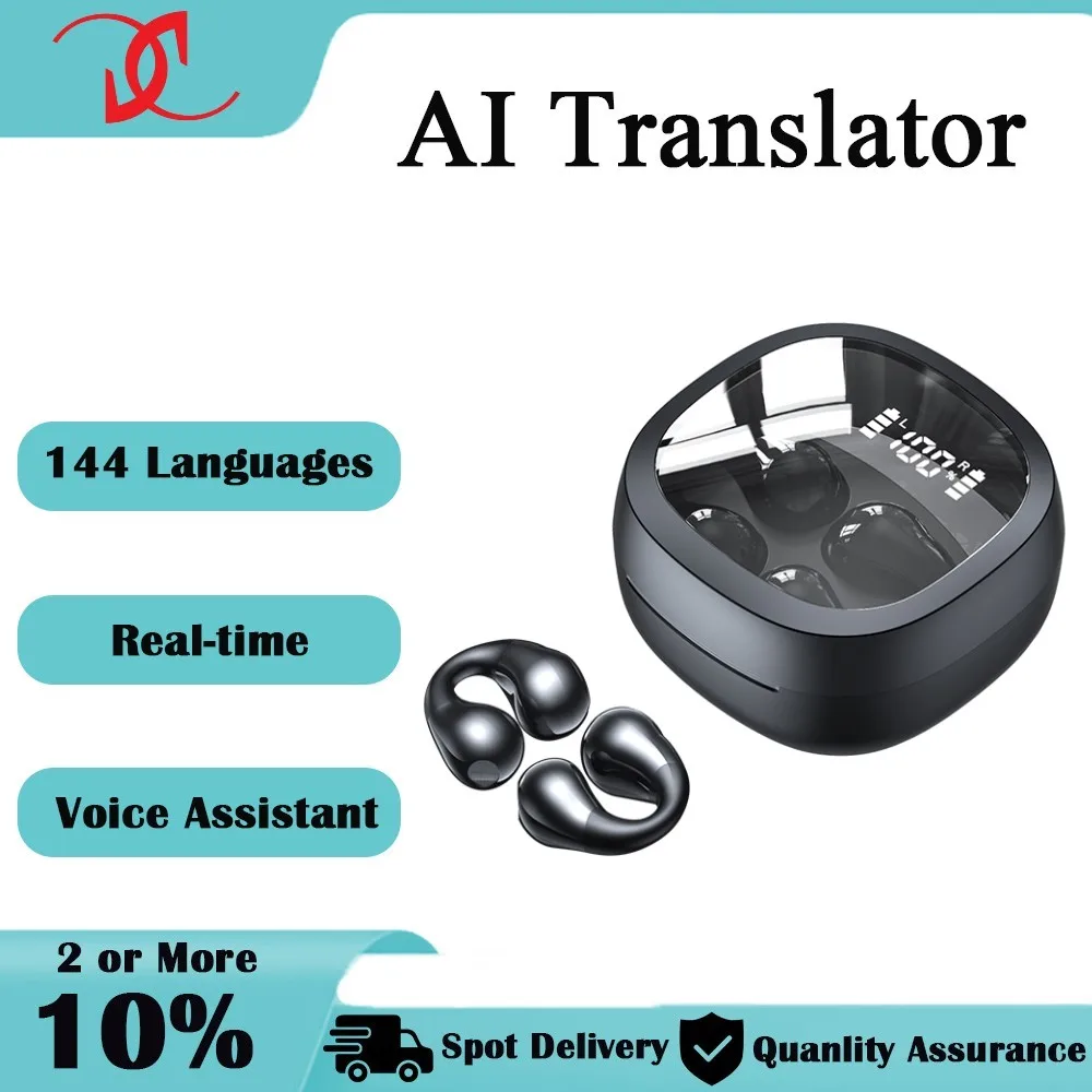 Clip-Ear AI Translation Earbuds Digital Power Display Headphone Headset Jr01 Translation Earbuds