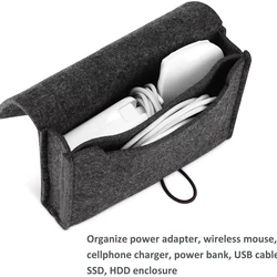 Portable Felt Electronics Organizer Travel Storage Bag for Power Adapter USB Cable Charger Cords Earphones Gadget Carry Case