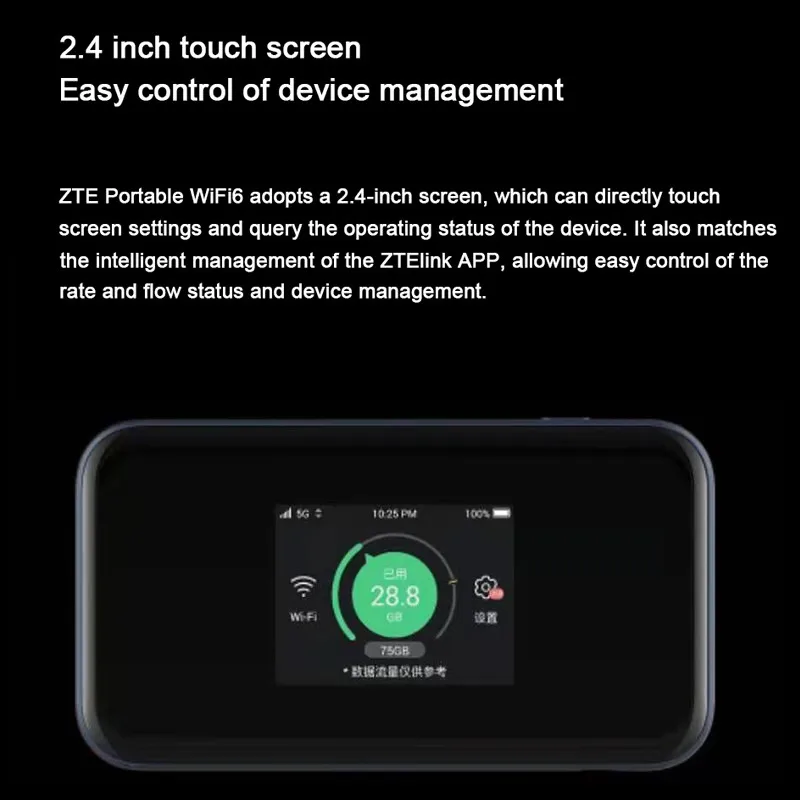 NEW ZTE MU5001 5g Router With SIM Card Mobile Hotspot Sub6 5G Networks Gigabit Speed MU5002 2.4 Inch Touch Screen4500Ah Battery