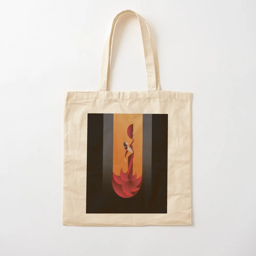Art Deco geometric styled Spain Flamenco dancer Tote Bag Women's beach bags university shopper bag shopping trolley bag