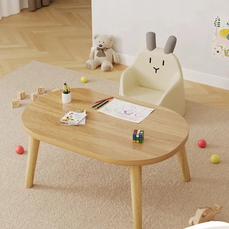 Oval solid wood legs easy to disassemble simple small desk writing study table reading toy table household small coffee table