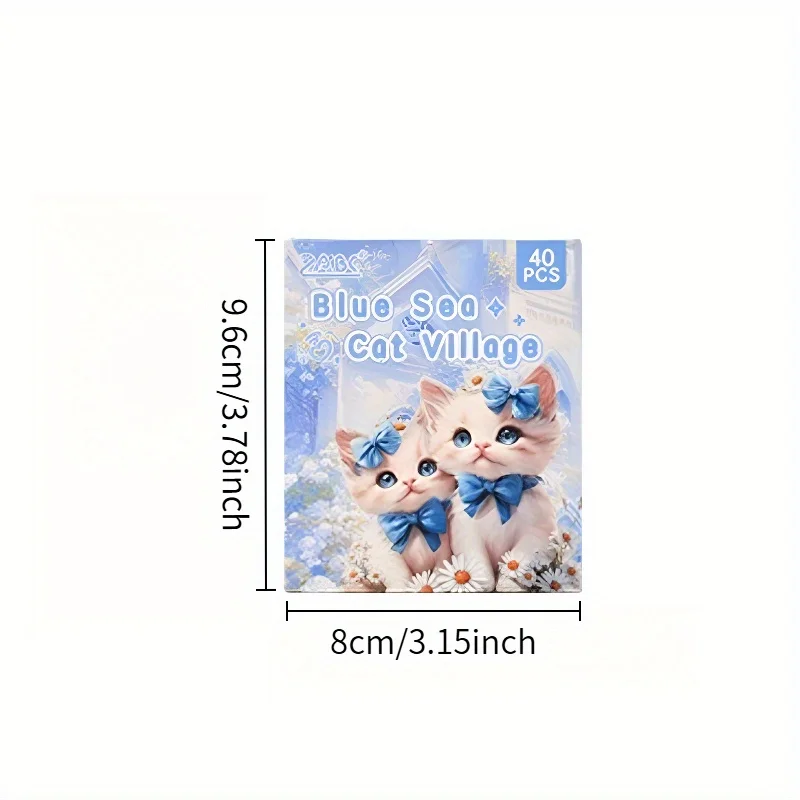 240pecs 6sets Cute Cat Sticker Packs,Waterproof PET Material,Cut Film easy to Tear,DIY Hand accounr Decoration Material Stickers