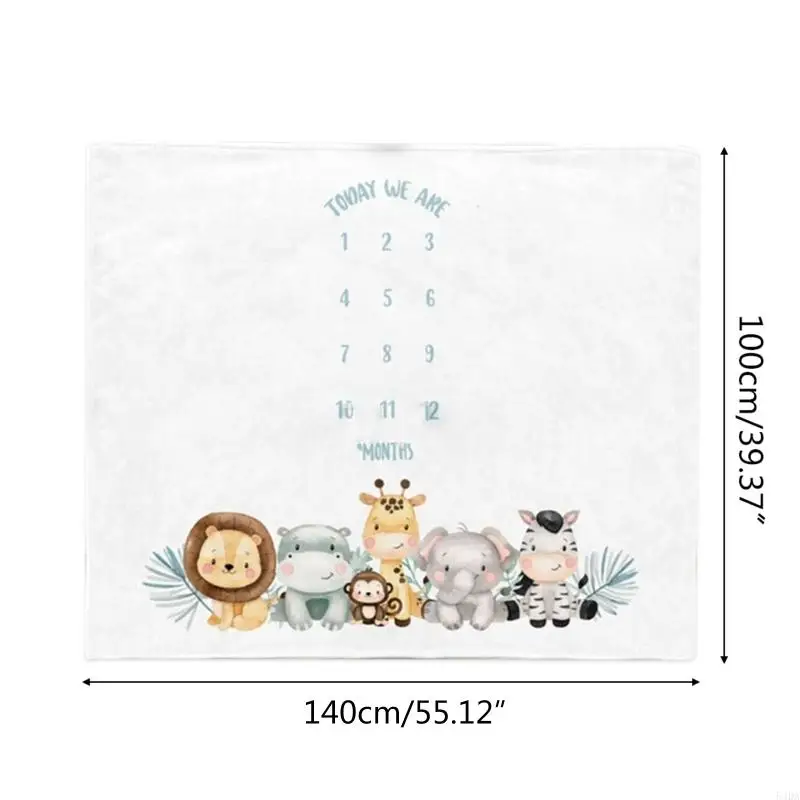 54DA Baby Record Growth Milestone Blanket Newborn Animal Pattern