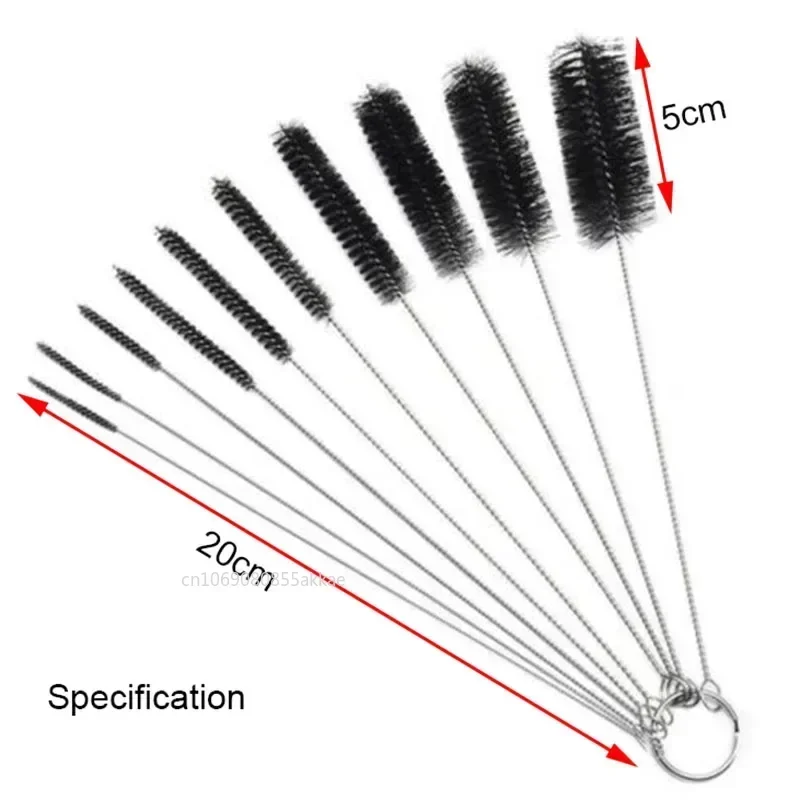 10pcs/set Aquarium Tube Pipe Cleaning Brush Stainless Steel Water Filter Air Tube Flexible Single End Hose Aquarium Accessories