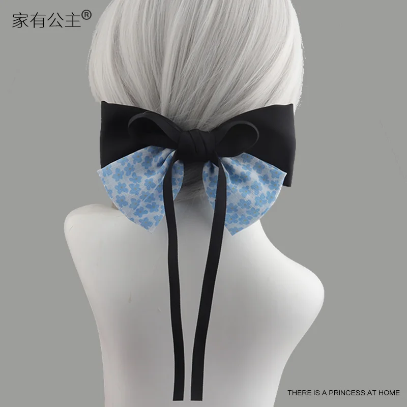 

Blue chiffon bow hair clips, fashion women's hair accessory, Japanese and Korean headwear Hairpins Barrettes
