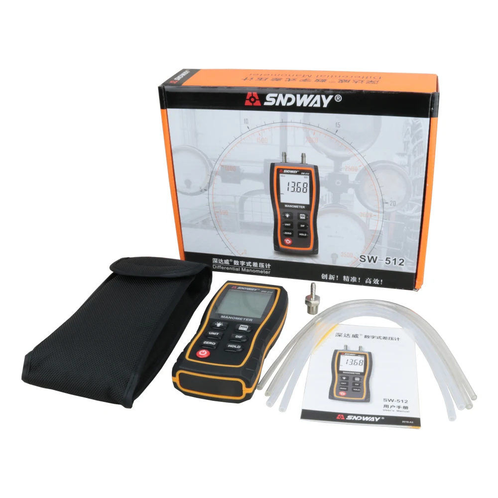 portable digital differential pressure SW-512A SW-512B SW-512C analyzer indicator air flow speed wind velocity density device