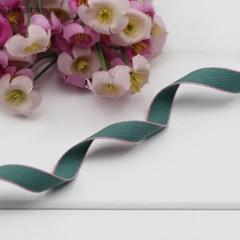 Kewgarden 9 mm gruba kolorowa krawędź bawełniane lniane satynowe wstążki ręcznie robiona taśma DIY wstążka z kokardką akcesoria wstążka 20 jardów