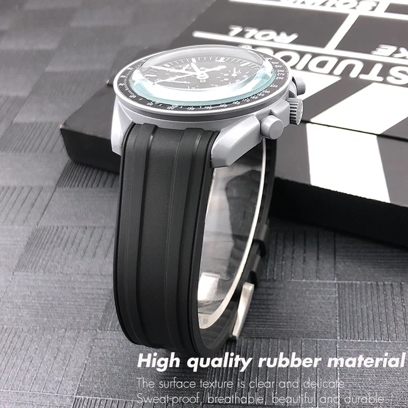 20mm 21mm 19mm Fluorous Rubber Silicone Watchband for Omega Moon Watch New Seamaster DIVER 300 Speedmaster Watch Strap Bracelet