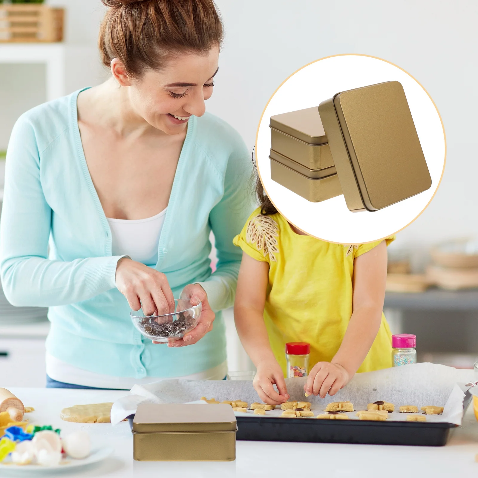 

3Pcs Rectangular Tin Boxes Small Storage Containers Portable Card Candy Metal Box for Kitchen Office Jewelry Holder