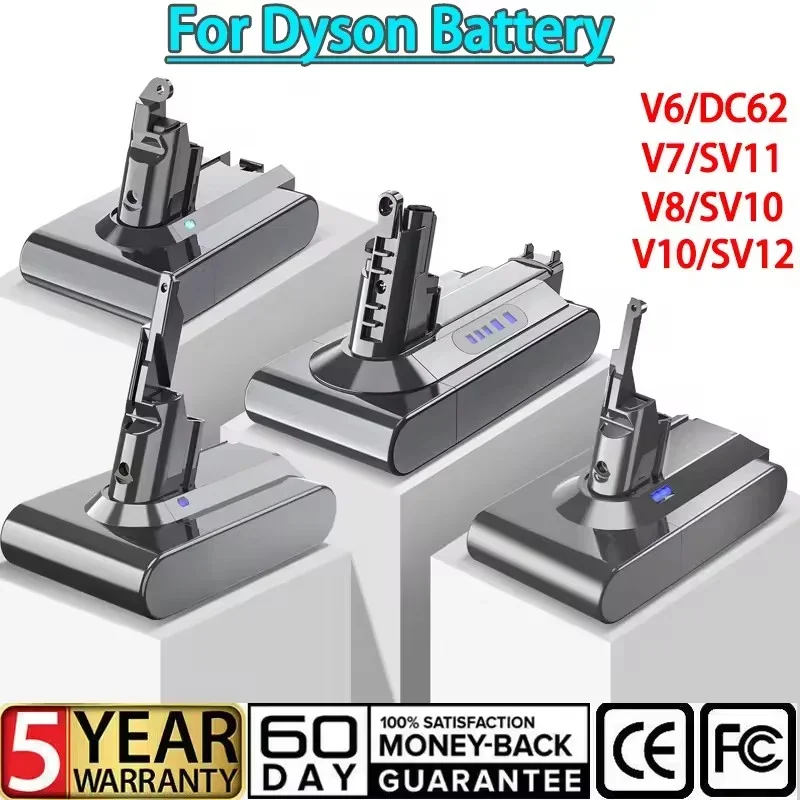 

6000mAh/8000mAh Replacement Battery For Dyson V6/V7/V8/V10 - Compatible With DC62/SV10/SV11/SV12 Cordless Vacuum battery