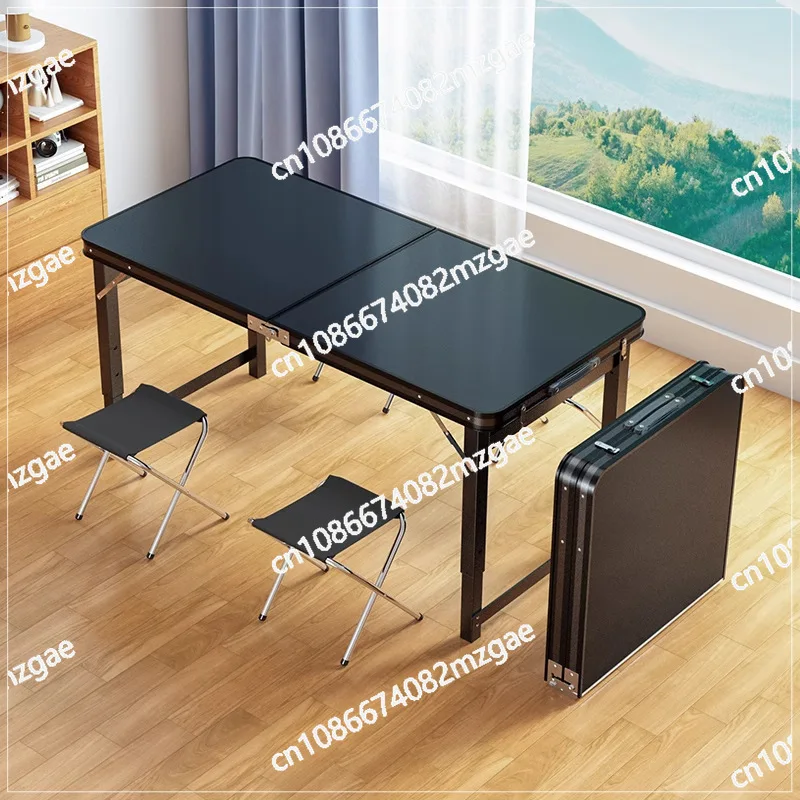 Folding table stall foldable outdoor portable rectangular small table camping picnic night market folding table and chairs