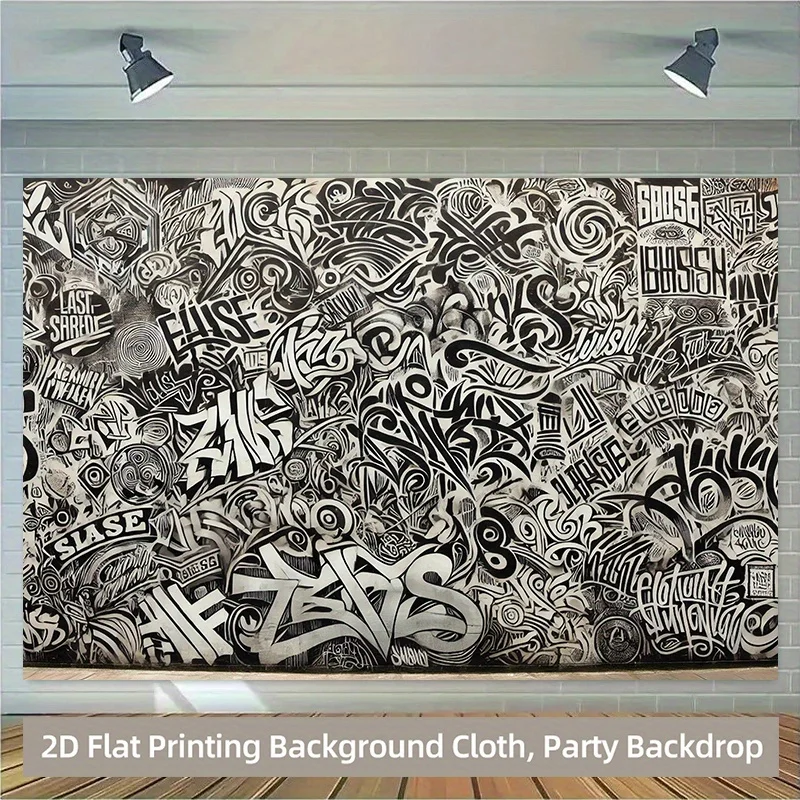 Large Graffiti Street Art Tapestry Wall Hanging Black White Abstract Modern Urban Backdrop Decoration for Home Party Polyester C