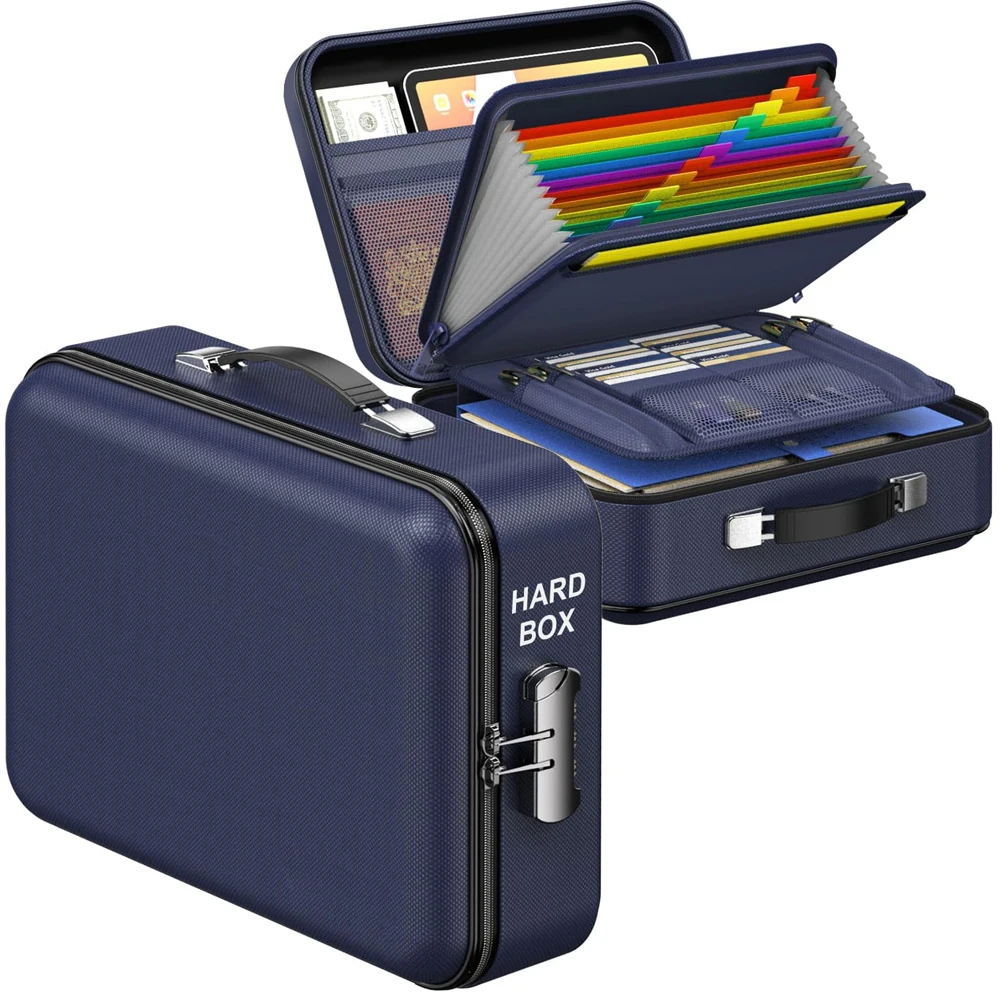 Portable Portable Waterproof Fireproof Hard Shell Multifunctional Data Accounting Certificate Office Document Storage File Box