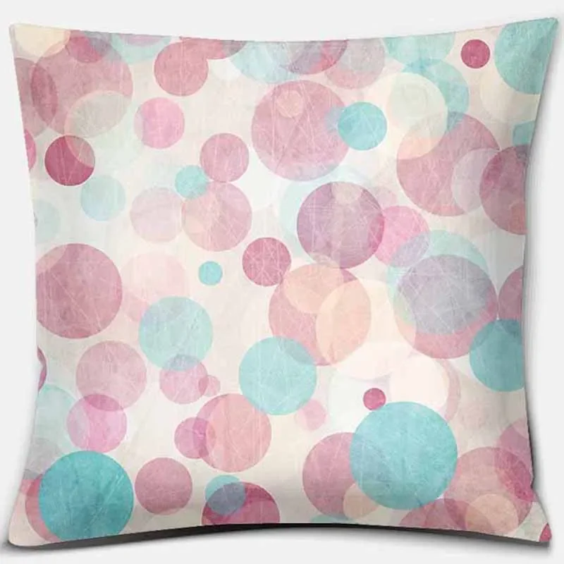 Pink Printed Square Pillowcase Home Decoration Car Sofa Cushion Cover