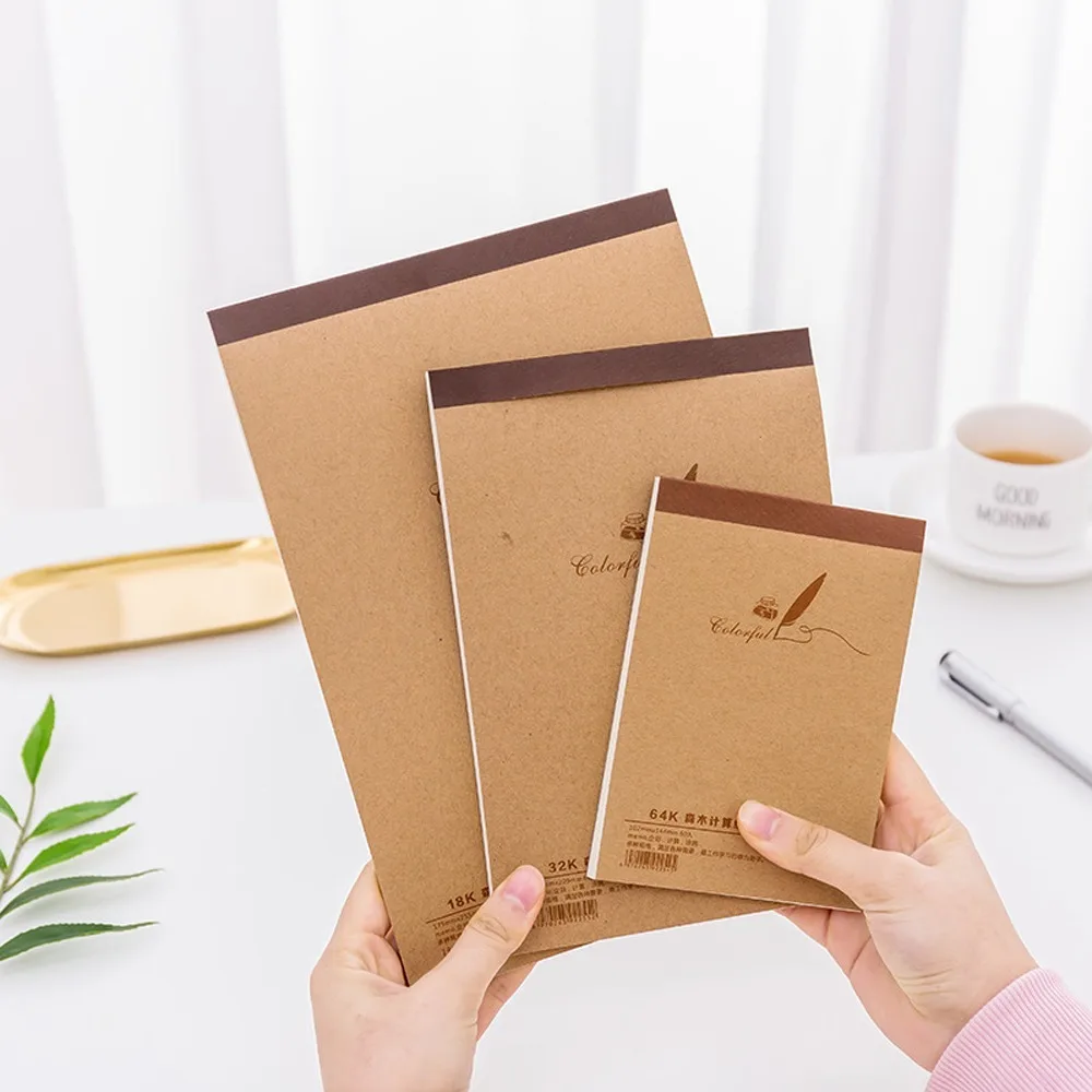 60 Sheets Kraft Paper Blank Memo Book Creative Office Stationery Page Easy to Tear Grass Manuscript Paper Graffiti Grass