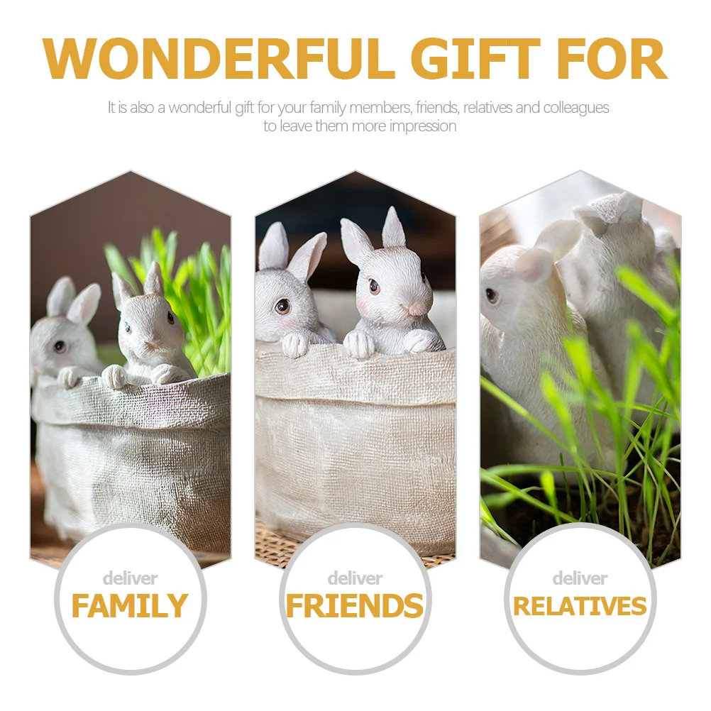 

Bunny Succulent Planter Resin Flower Pot Realistic Rabbit Design Small Succulent Desktop Ornament Bunny Planter