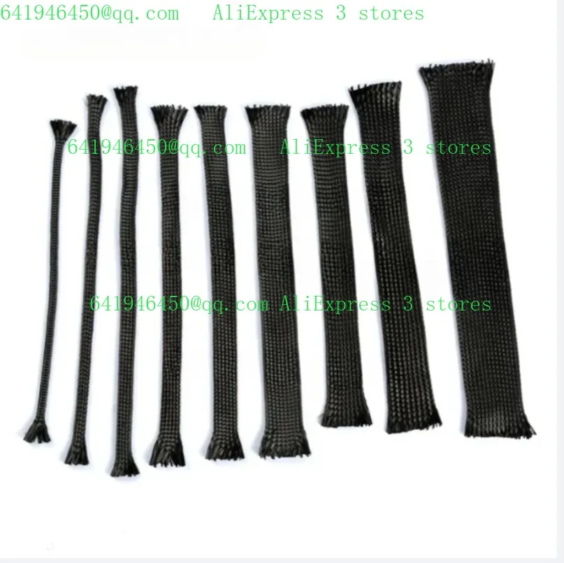 2-40MM Carbon Fibre Braided Rope Tube 650° Braided Network Tube Electric Wire Protective Sleeve Fishing Rod Cover Lenght 5m