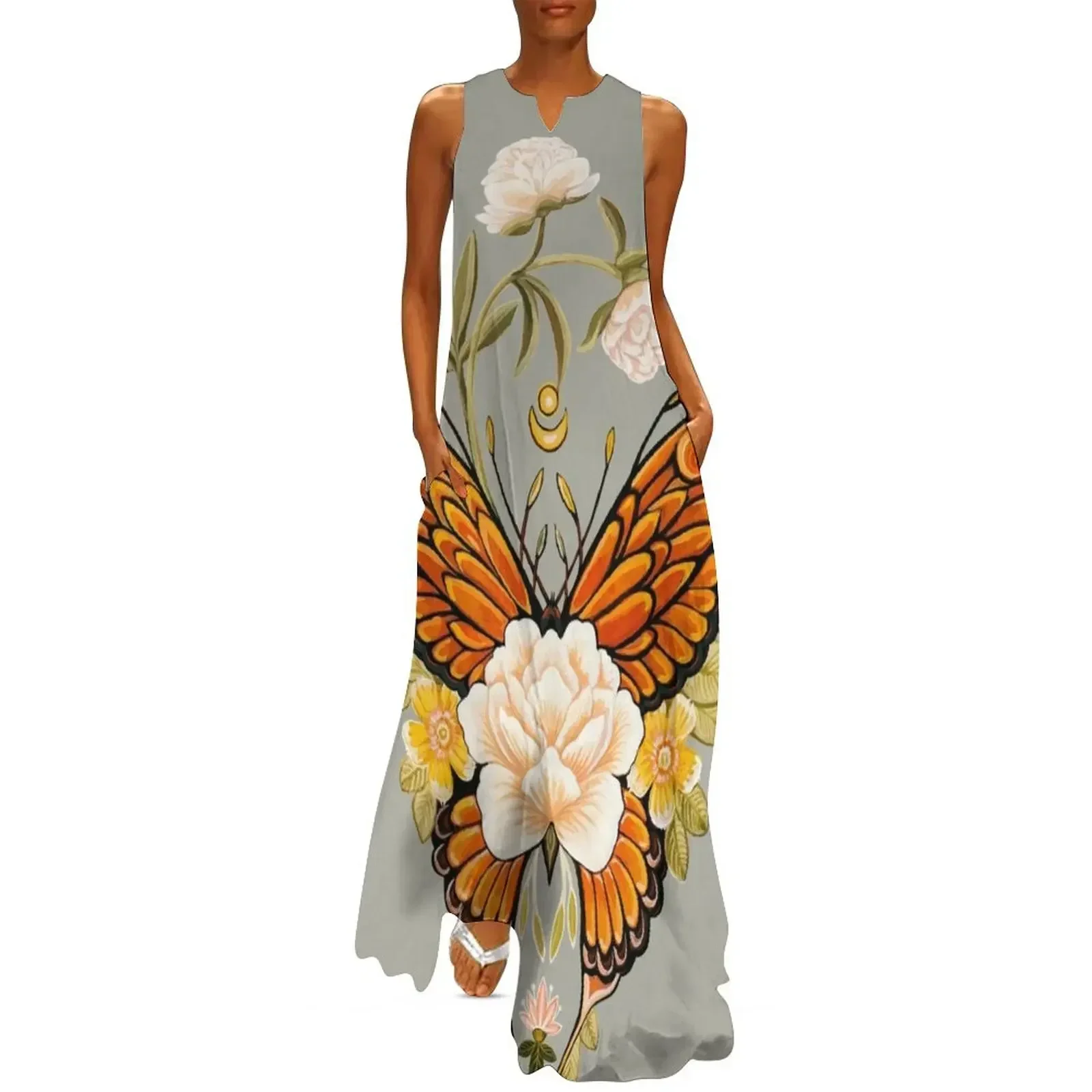 

Tattoo Butterfly Peonies Long Dress elegant party dresses for women 2025 Long dress summer women's dress 2025