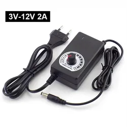 Power Supply Adapter Adjustable 3V-12V 2A AC 100V-240V to DC 12V Power Adaptor Universal For CCTV Camera LED Strip Light N6