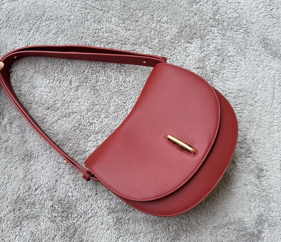 Green Leather Arc-Shaped Women\'s bag Grainy Cowhide Interior Adjustable Leather Strap Shoulder Crossbody Wear Handbags