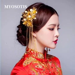 Classical Vintage  Flower Bridal Hair Sticks Tassel Traditional Chinese Style Hairpin Hair Jewelry Wedding Accessories New