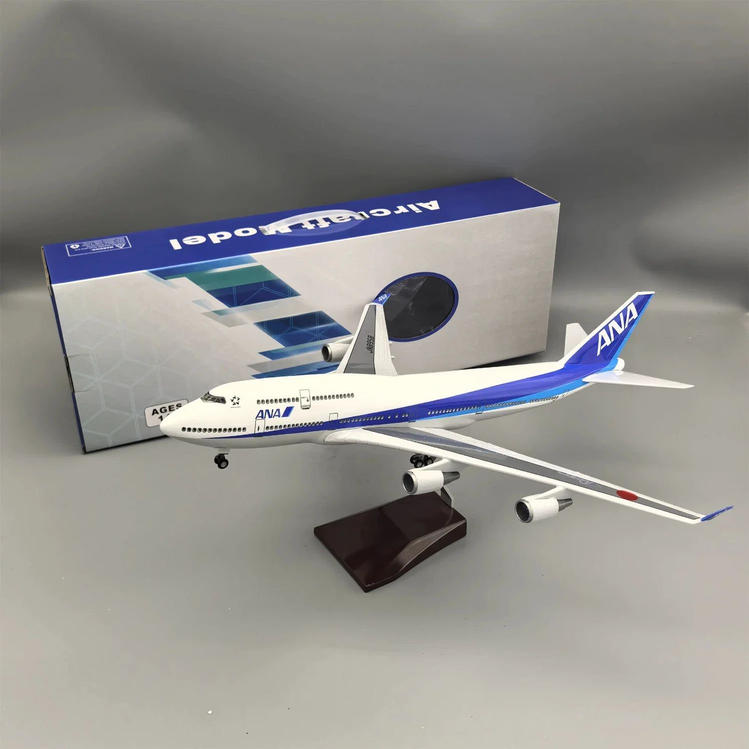 

18.5" miniature airplane ANA B747-400 with Wheels Display model plane Resin Die-cast aircraft for Collection Or Gift