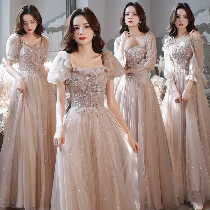 

2024 New Spring Fairy Graceful Puff Sleeve Bridesmaid the Wedding Party Evening Dress