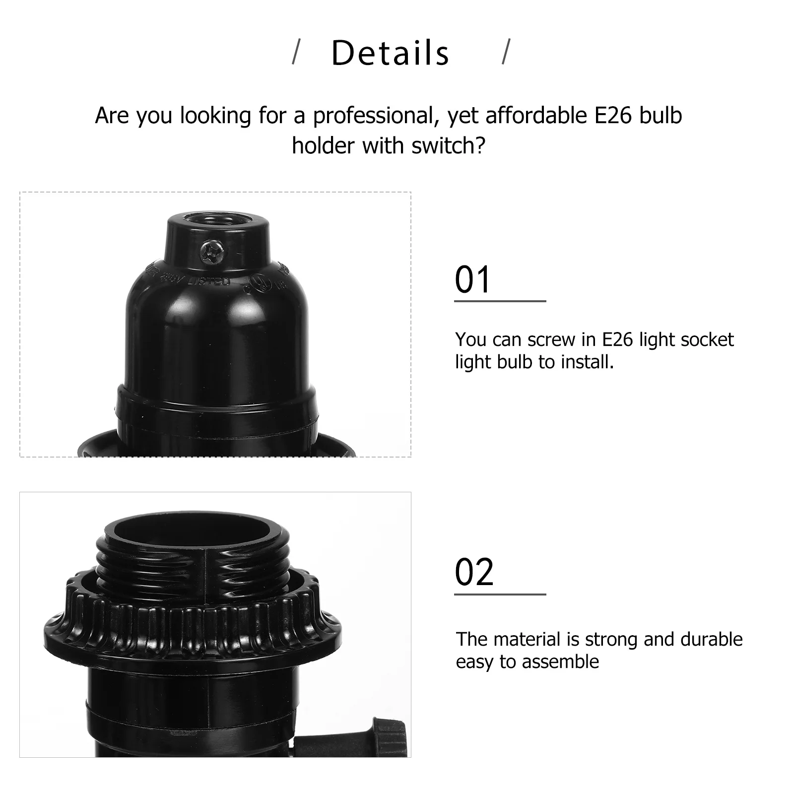 

5Pcs E26 Bakelite Bulb Holder Switch Vintage Pendant Lamp Socket Light Holder Retro Ceiling Light Pendant Droplight